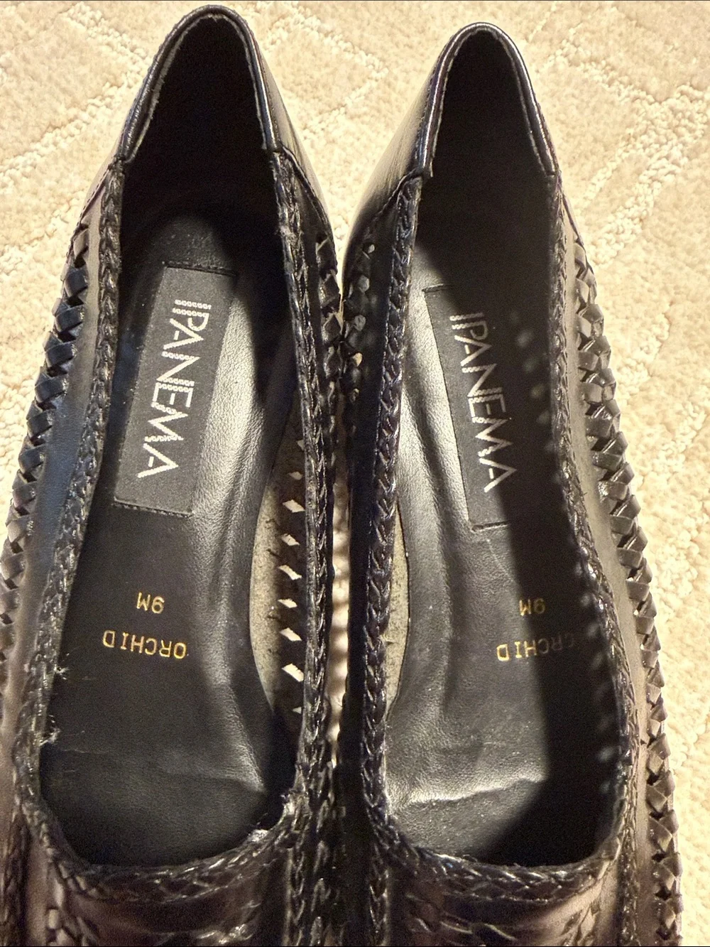 Ipanema Black Woven Leather Flats